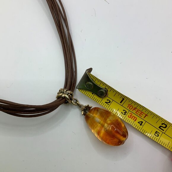 Lia Sophia Buona Sera Faux Amber Glass Multi Leather Cord Necklace - Picture 5 of 5